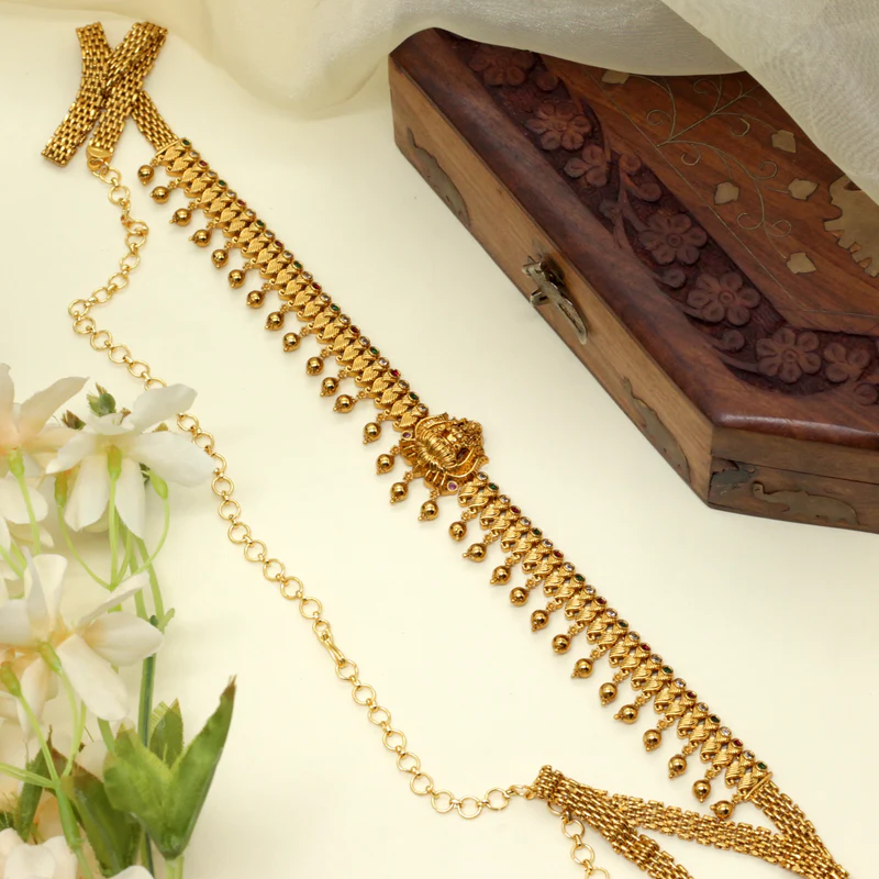 Real Gold Tone Mahalakshmi Paisley Hipbelt